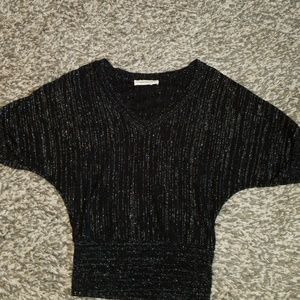 Sparkly black thin sweater blouse